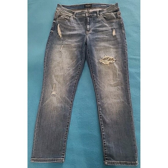 Judy Blue Jeans Womens Boyfriend Fit Size 11/30 Blue Stretch Distressed - Picture 1 of 12